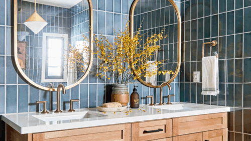 A double vanity featuring Colton by Cambria