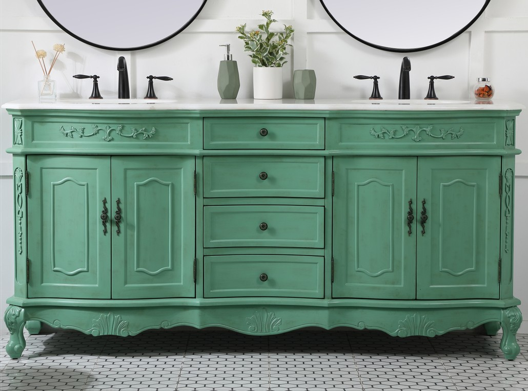 A vintage kitchen with a repurposed dresser